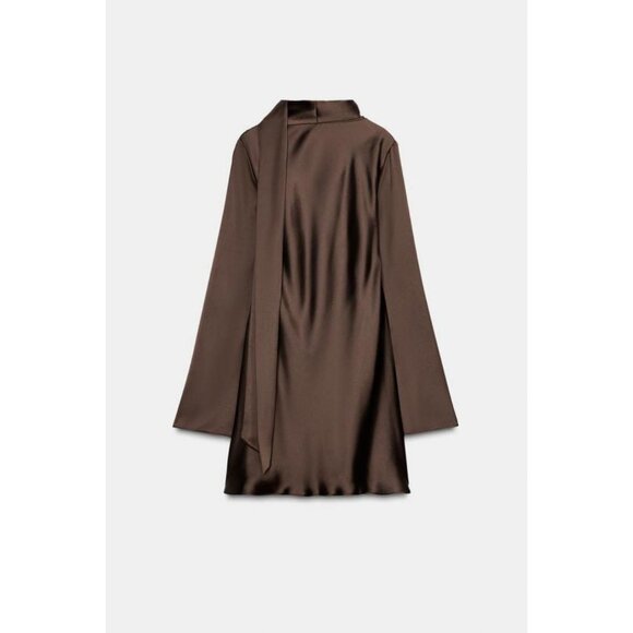 ZARA SATIN DRESS WITH FOULARD - Picture 5 of 5
